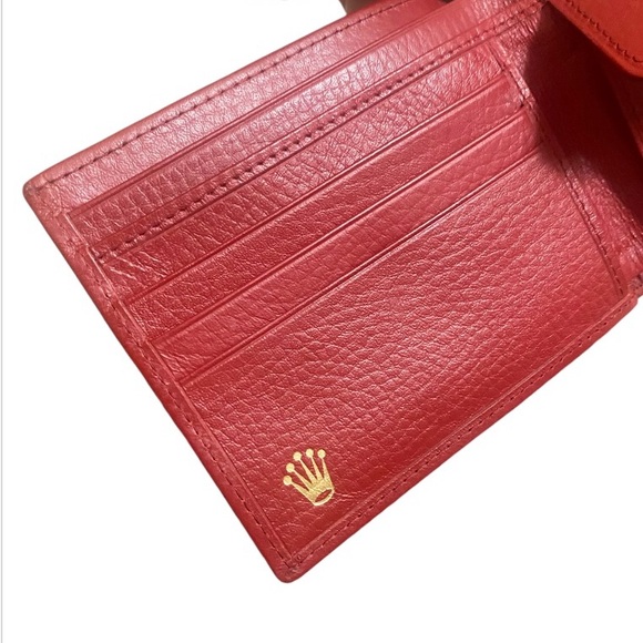 ROLEX Red Bi-Fold Wallet w/ Coin Pocket - Picture 8 of 13
